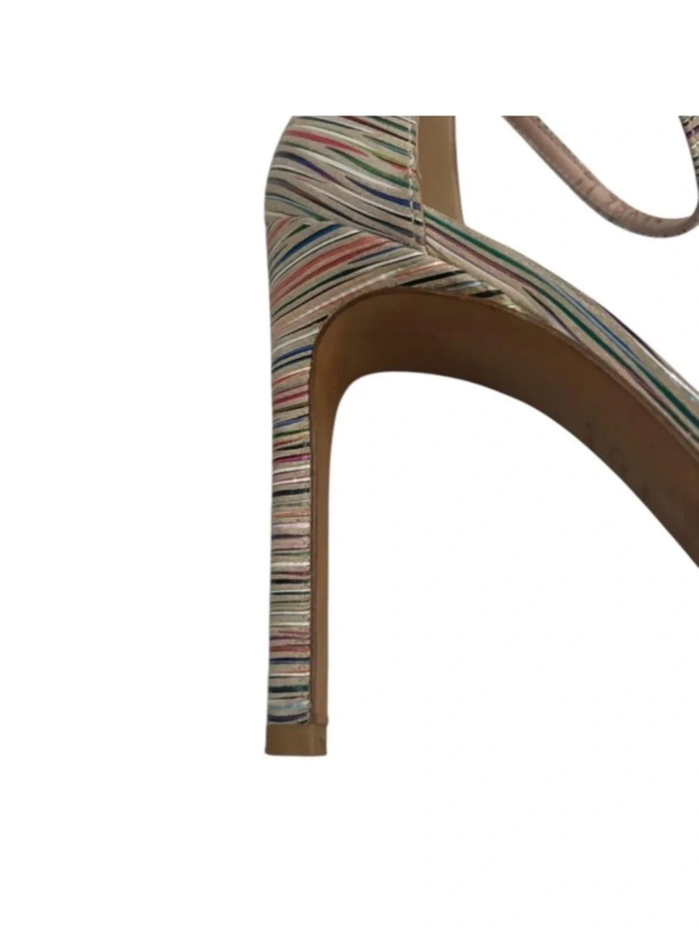 Stuart Weitzman Nudistsong Bisque Prism Sexy Stiletto striped high heels  7 1/2 - Picture 10 of 16